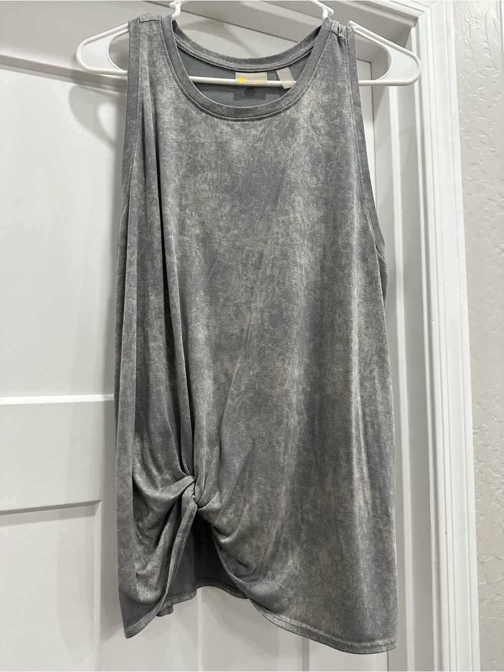 Zella Washed Gray Knot-Detail Tank Top